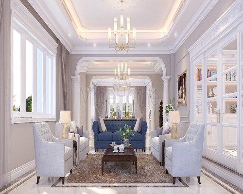 Bộ bàn ghế sofa phòng khách cổ điển - Vinhome RiverSide